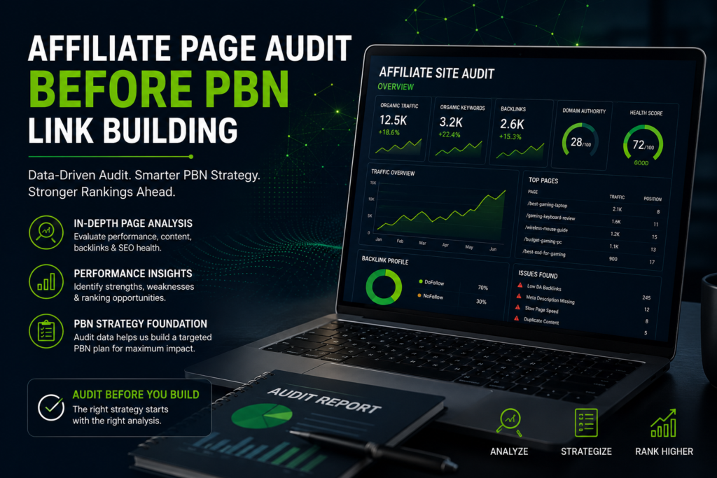 Affiliate page audit before PBN link