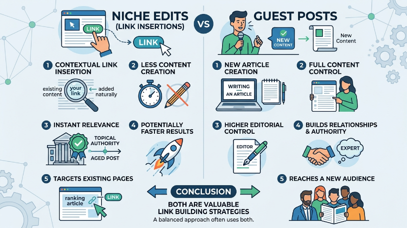 Niche edits vs guest posts