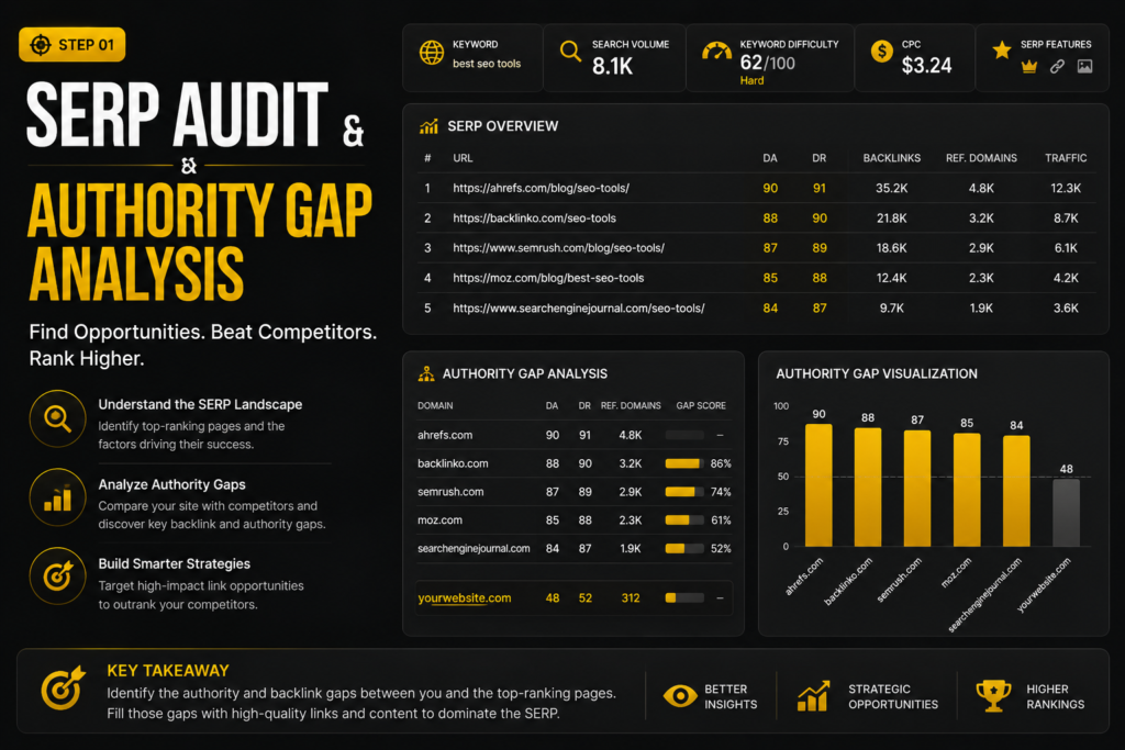SERP audit and authority gap analysis